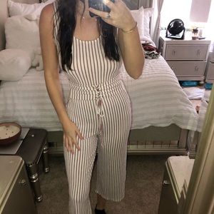 White and Pink stripped Jumpsuit